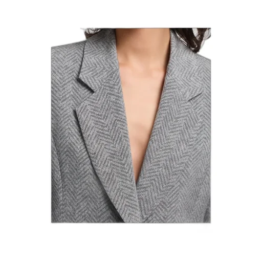 Herringbone Single-Breasted Blazer