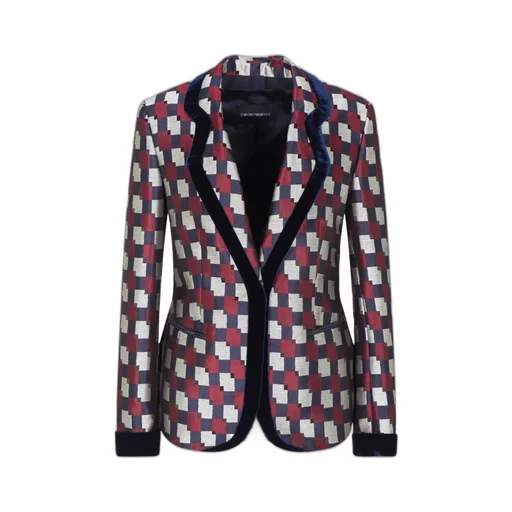 Pattern-Printed Single-Breasted Blazer