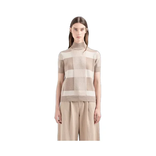 Mock-Neck Check-Pattern Sweater