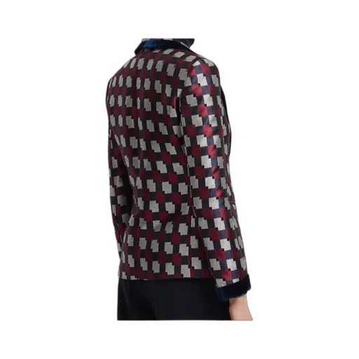 Pattern-Printed Single-Breasted Blazer
