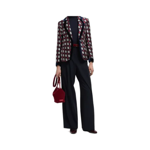 Pattern-Printed Single-Breasted Blazer