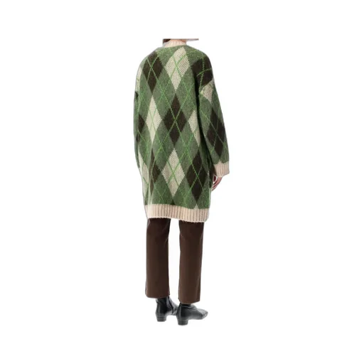 Long Argyle Cardigan