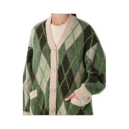 Long Argyle Cardigan