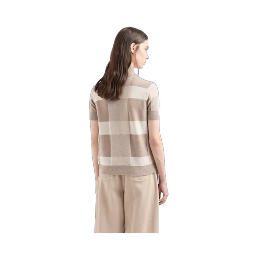 Mock-Neck Check-Pattern Sweater