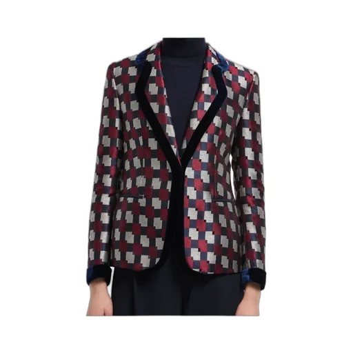 Pattern-Printed Single-Breasted Blazer