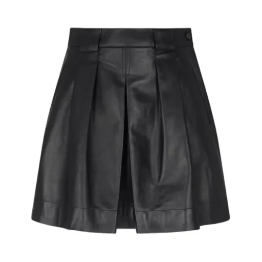 Pleated Leather Mini Skirt