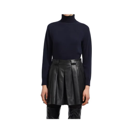 Pleated Leather Mini Skirt