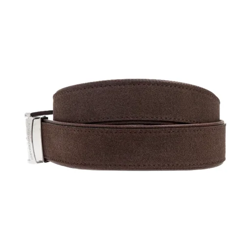 Rectangle-Buckle Suede-Leather Belt