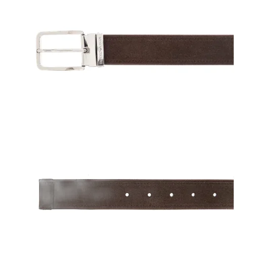 Rectangle-Buckle Suede-Leather Belt