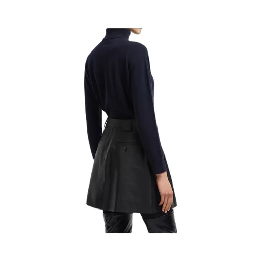 Pleated Leather Mini Skirt