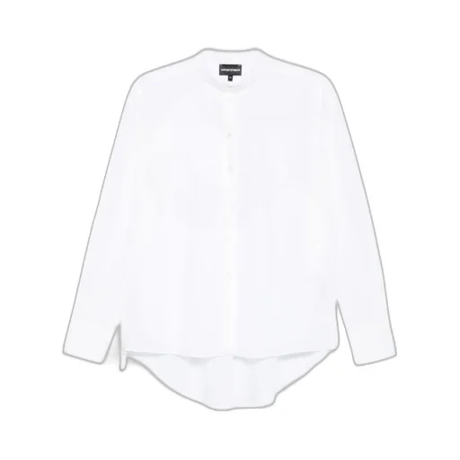 Button-Front Curved-Hem Shirt