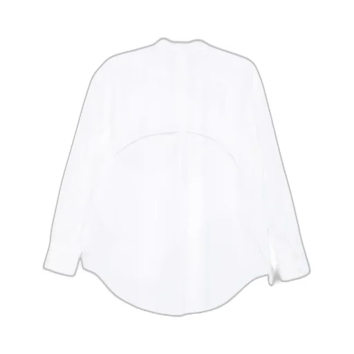 Button-Front Curved-Hem Shirt