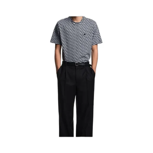 Wave-Pattern Cotton T-Shirt