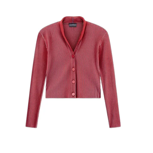 Plated-Effect Kfb Fabric Cardigan