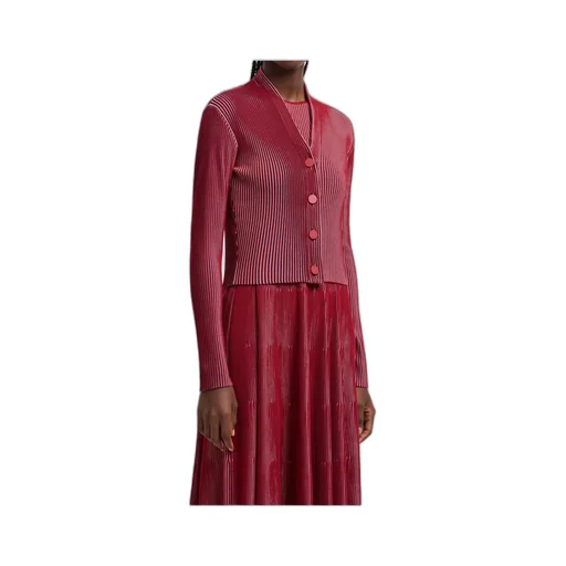 Plated-Effect Kfb Fabric Cardigan