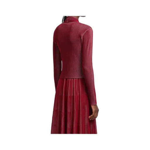 Plated-Effect Kfb Fabric Cardigan