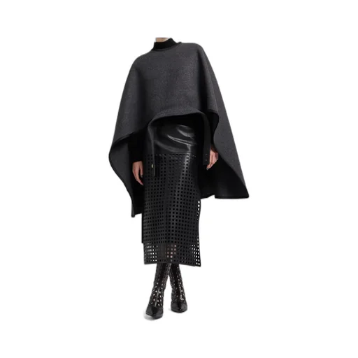 Leather Grid-Pattern Skirt