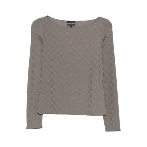 Geometric Patterned Boat Neck Blouse