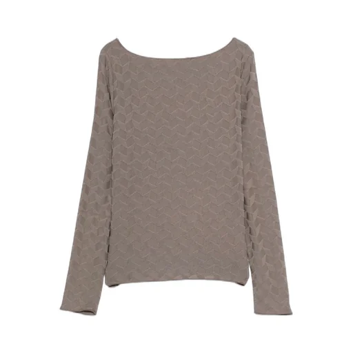 Geometric Patterned Boat Neck Blouse