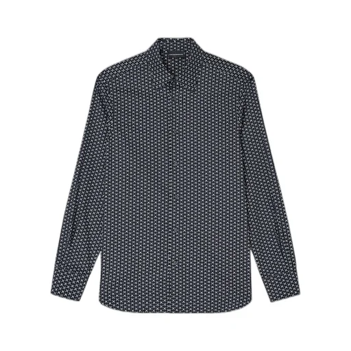 Printed-Pattern Stretch Shirt