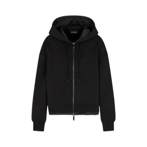 Zip-Up Quilted-Hem Hoodie