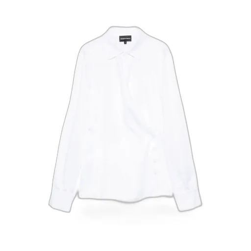 Wrap-Front Button-Detail Blouse