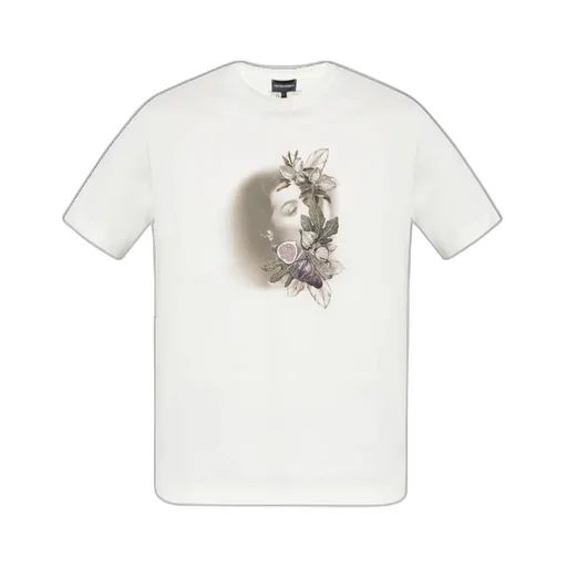 Floral-Embroidered Portrait T-Shirt