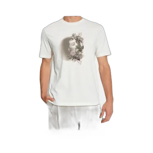Floral-Embroidered Portrait T-Shirt