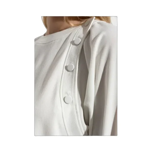 Button-Detail Raglan-Sleeves Blouse