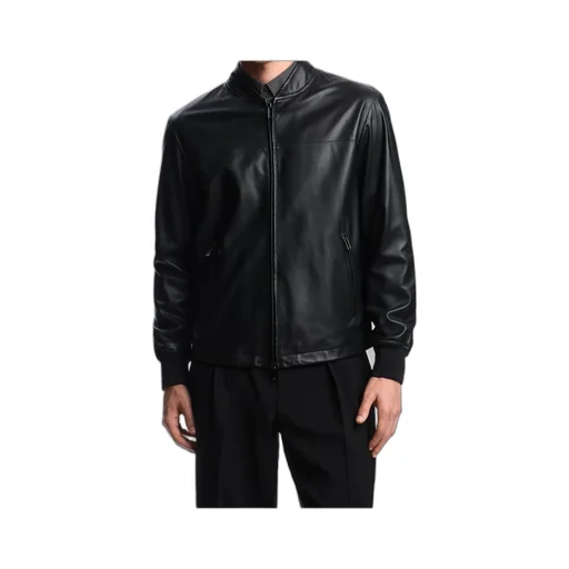 Long-Sleeved Leather Jacket