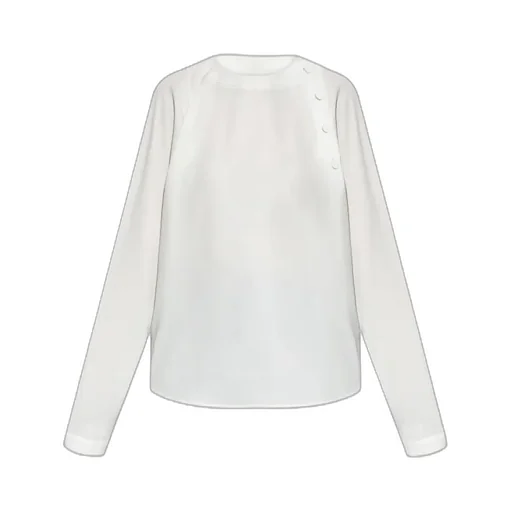 Button-Detail Raglan-Sleeves Blouse