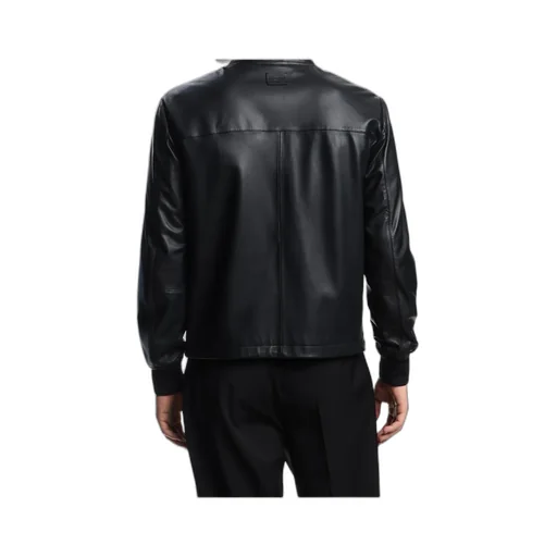 Long-Sleeved Leather Jacket