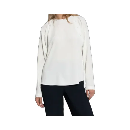 Button-Detail Raglan-Sleeves Blouse