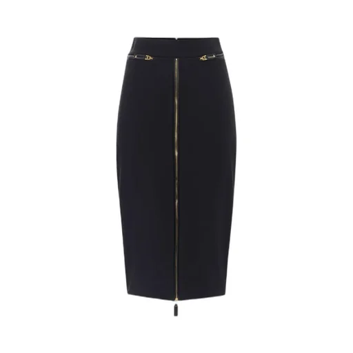 Zip-Front CrÊPe Midi Skirt