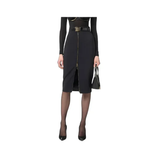 Zip-Front CrÊPe Midi Skirt