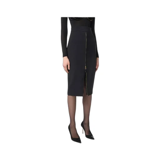 Zip-Front CrÊPe Midi Skirt