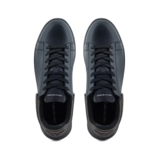 Ribbed-Panel Leather Sneakers