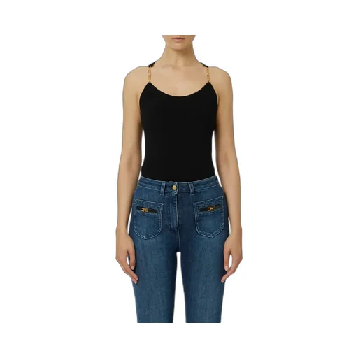 Chain-Strap Ribbed Tank Top