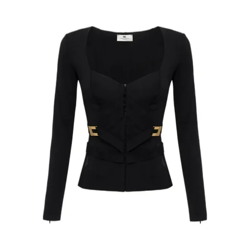 Corset-Detail Long-Sleeve T-Shirt