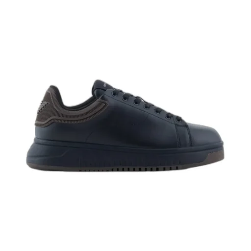 Ribbed-Panel Leather Sneakers