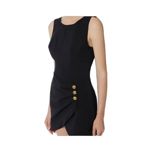 Button-Detailed Mini Dress