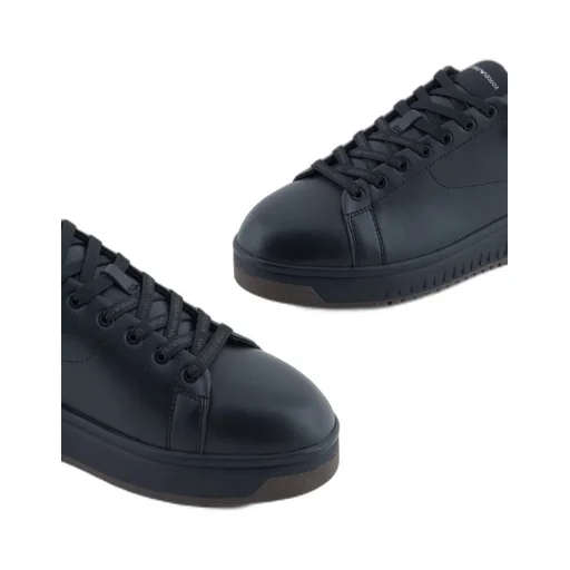 Ribbed-Panel Leather Sneakers