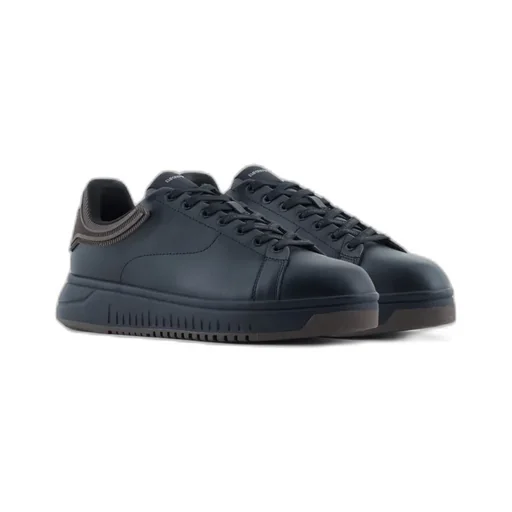 Ribbed-Panel Leather Sneakers