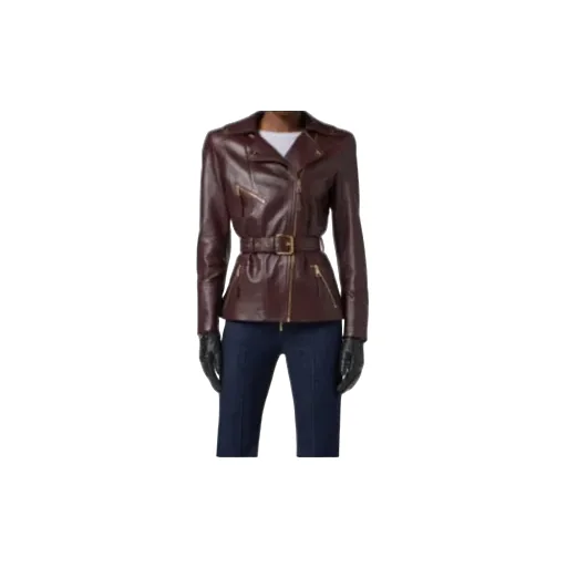 Belted Leather Biker Jacket