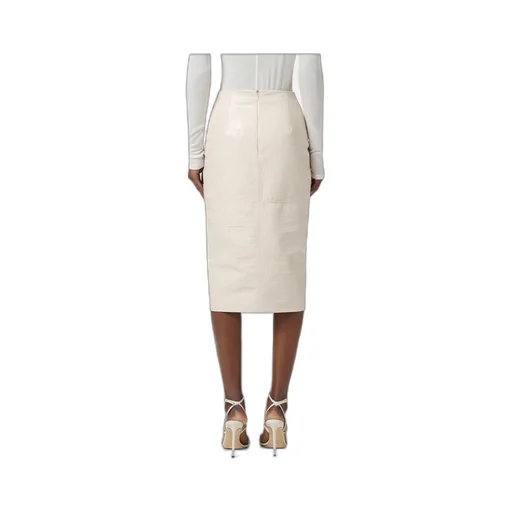 Crocodile-Print Texture Zip-Front Skirt