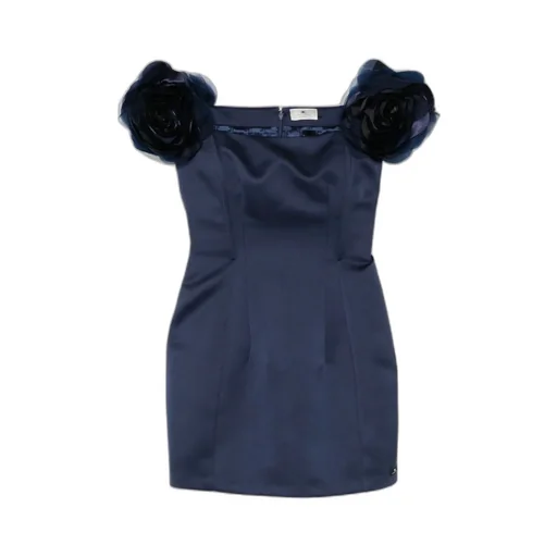 Duchesse Satin Applied Flowers Dress