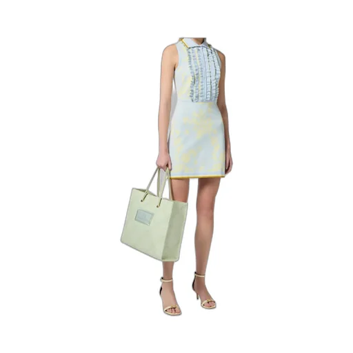 Ruffled Floral Jacquard Dress