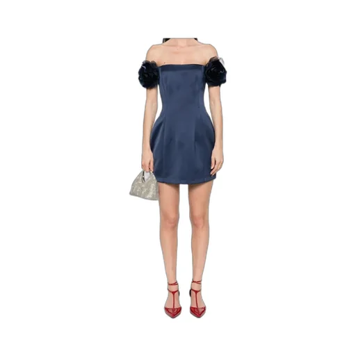 Duchesse Satin Applied Flowers Dress