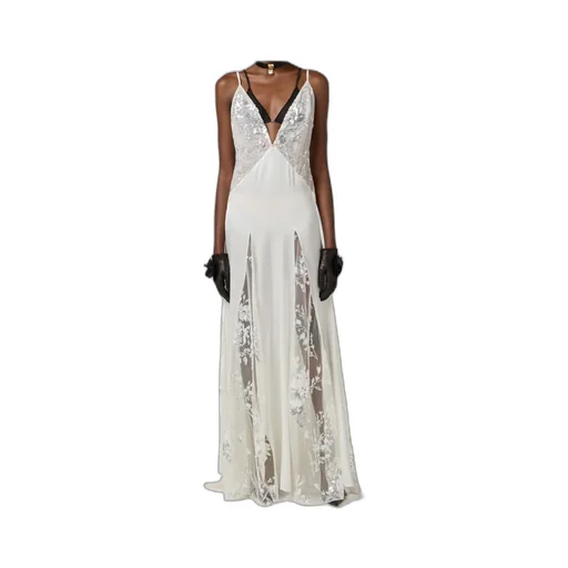 Lace Embroidered Red Carpet Dress