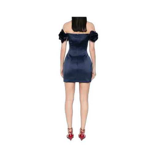 Duchesse Satin Applied Flowers Dress